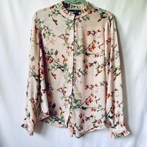 Forever 21 ruffle floral button up blouse